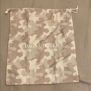 Dagne Dover Beige and Cream Patterned Drawstring Bag